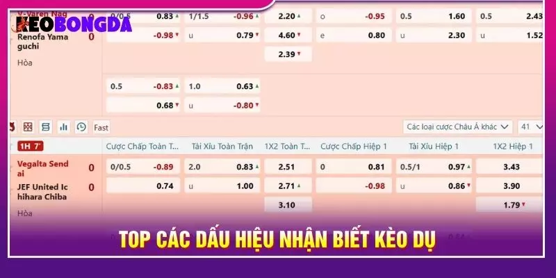 Top các dấu hiệu nhận biết kèo dụ