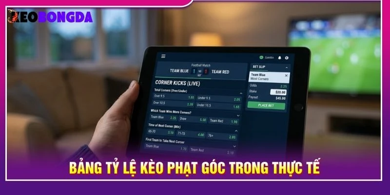 Bảng tỷ lệ kèo phạt góc trong thực tế